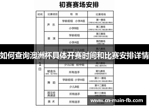 如何查询澳洲杯具体开赛时间和比赛安排详情